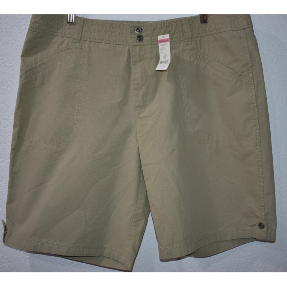 Gander Mountain Shorts Womens 18 Khaki Bermuda Pockets Comfortable 100% Cotton